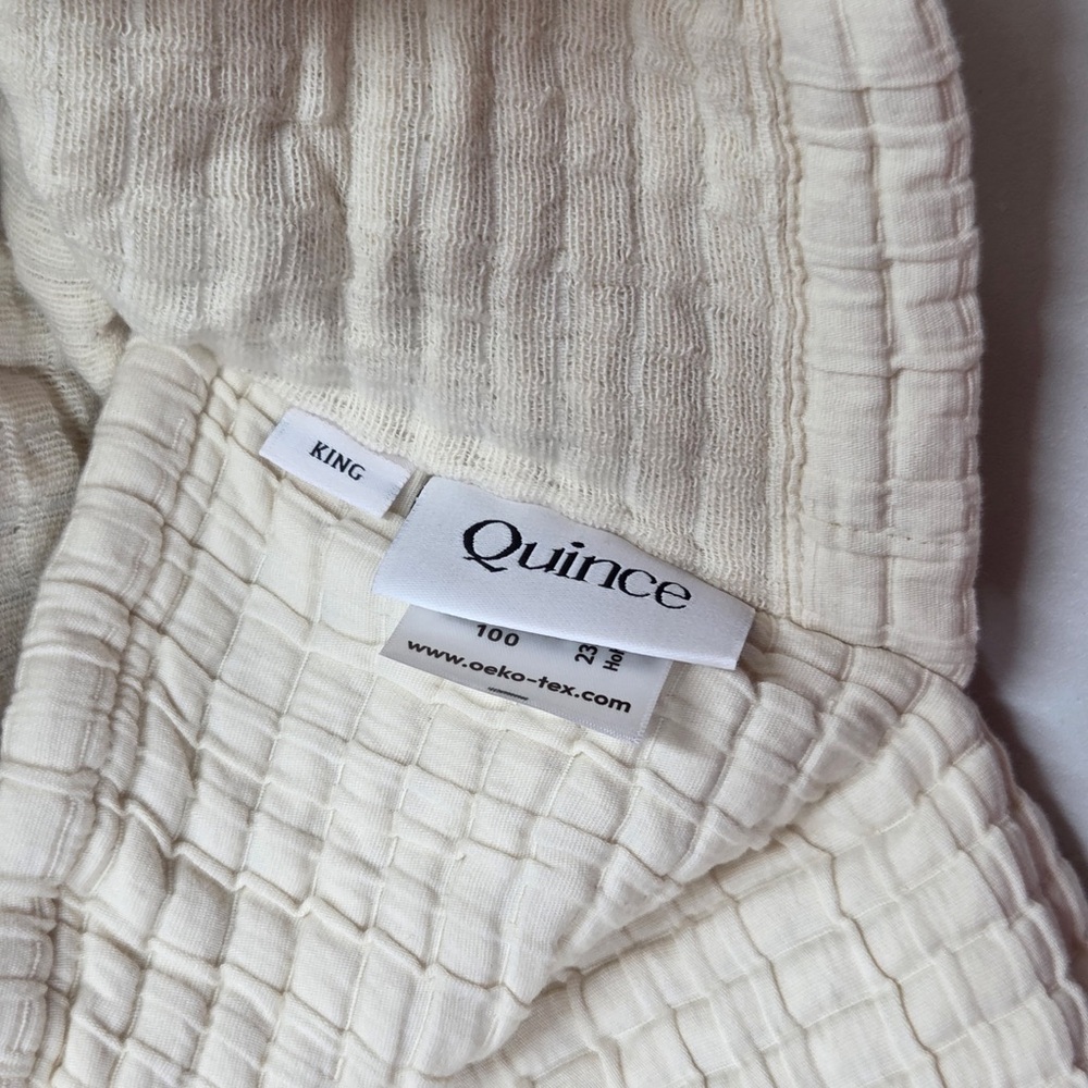 NWOT QUINCE Organic Ribbed Cotton Coverlet Set King/Cal King Ivory 4182 - Picture 9 of 11